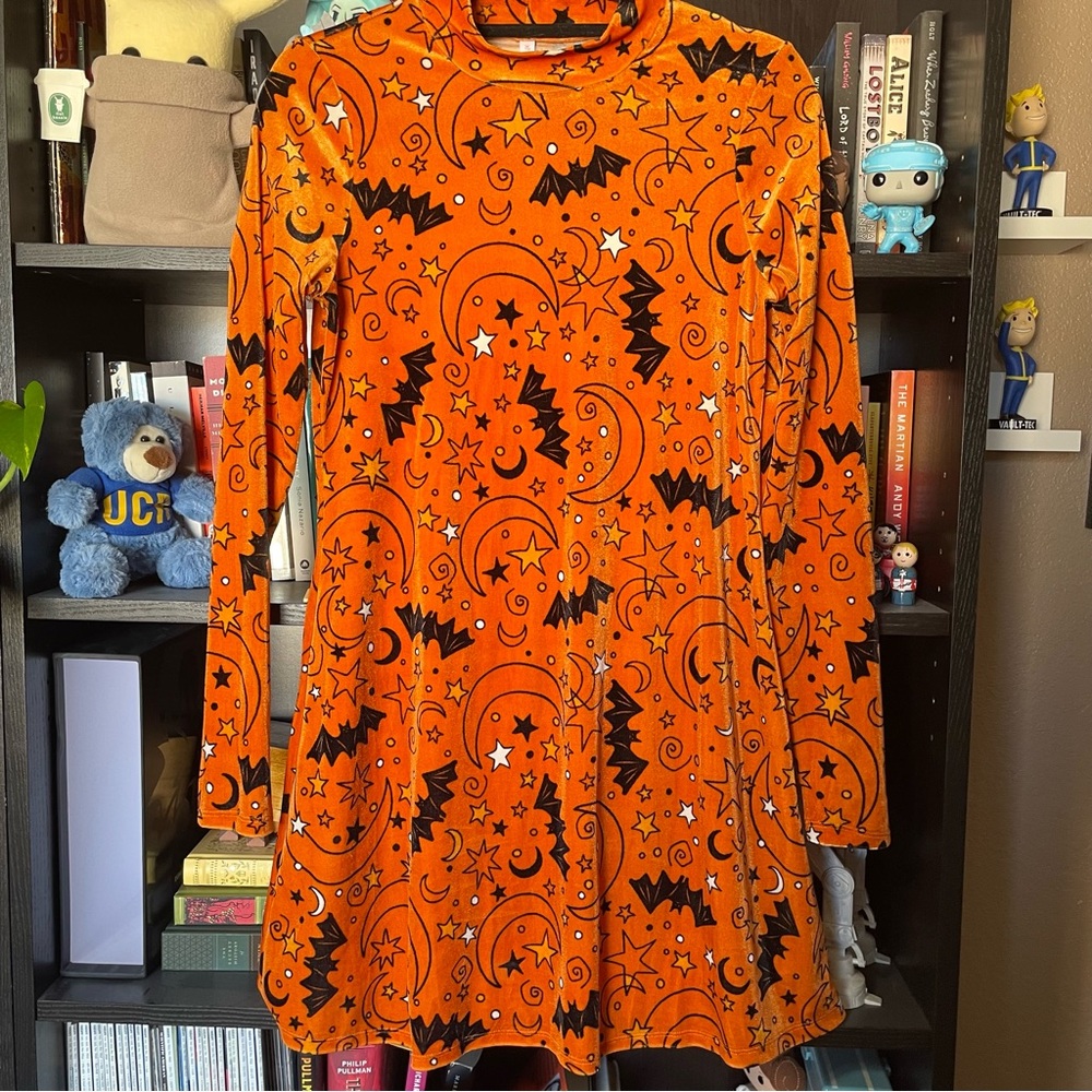 Velvety Halloween long sleeve dress